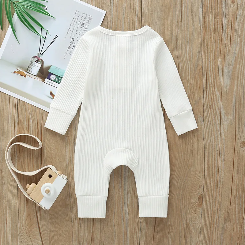 Newborn Baby Full Sleeve Rib Cotton Romper Playsuit Jumpsuit