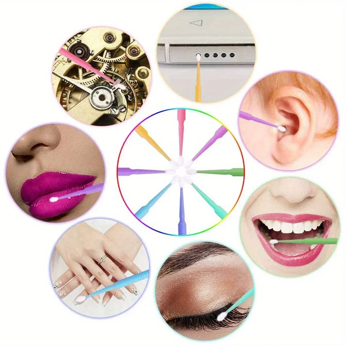 100Pcs/ Micro Cotton Swabs For Eyelash Extension, Nail Art, Makeup, Wireless Earphones 100Pcs/ Micro Cotton Swabs For Eyelash Extension, Nail Art, Makeup, Wireless Earphones