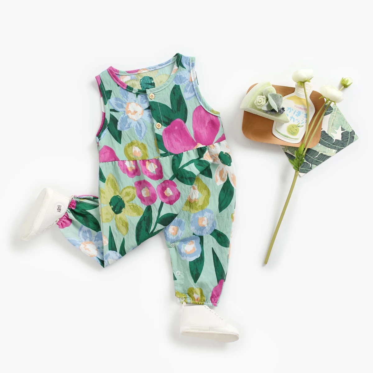 Baby Girls Sleeveless Cotton Romper