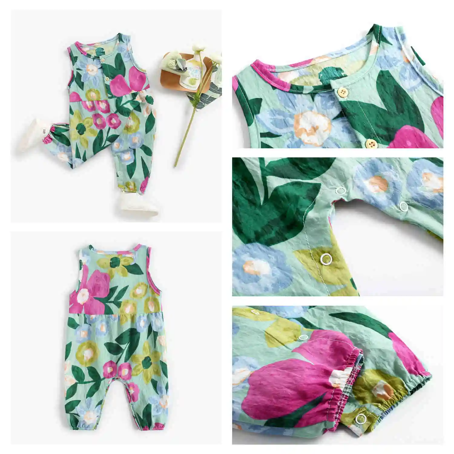 Baby Girls Sleeveless Cotton Romper