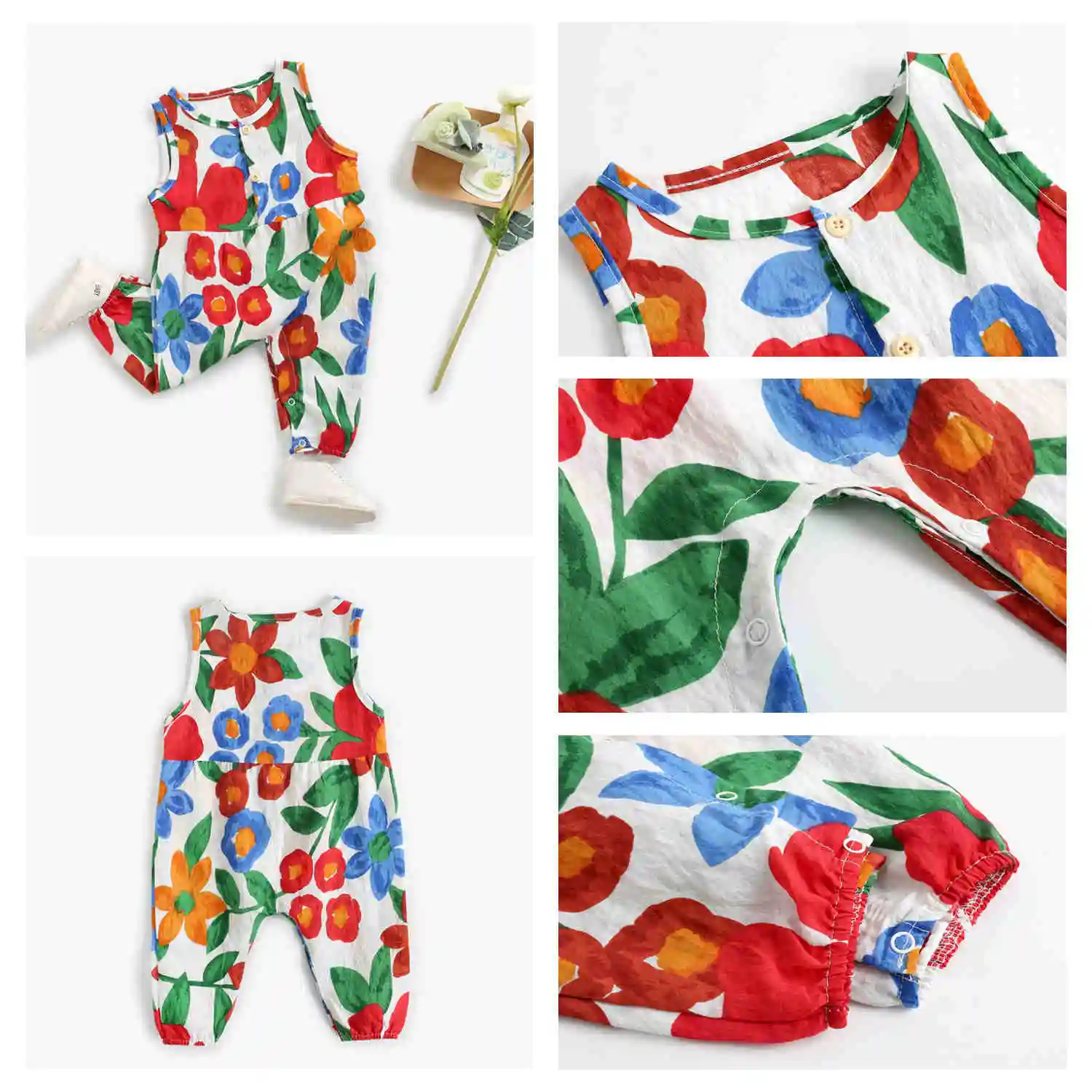 Baby Girls Sleeveless Cotton Romper