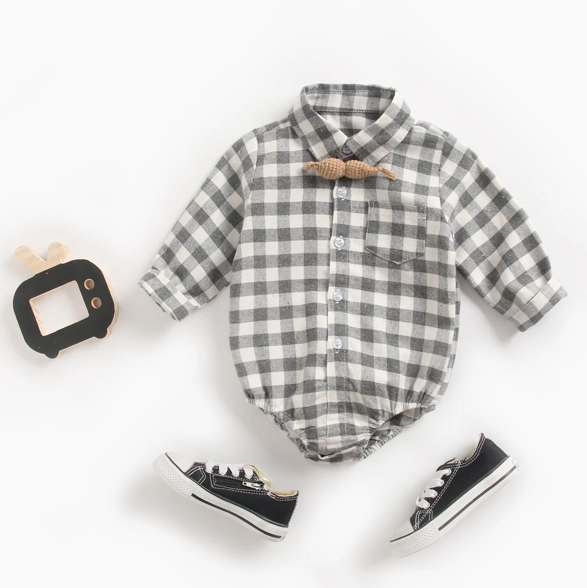 Long Sleeve Plaid Cotton Baby Boys Bodysuits Long Sleeve Plaid Cotton Baby Boys Bodysuits