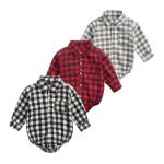 Long Sleeve Plaid Cotton Baby Boys Bodysuits