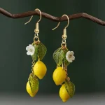 Women's Lemon Fruit Dangle Earrings