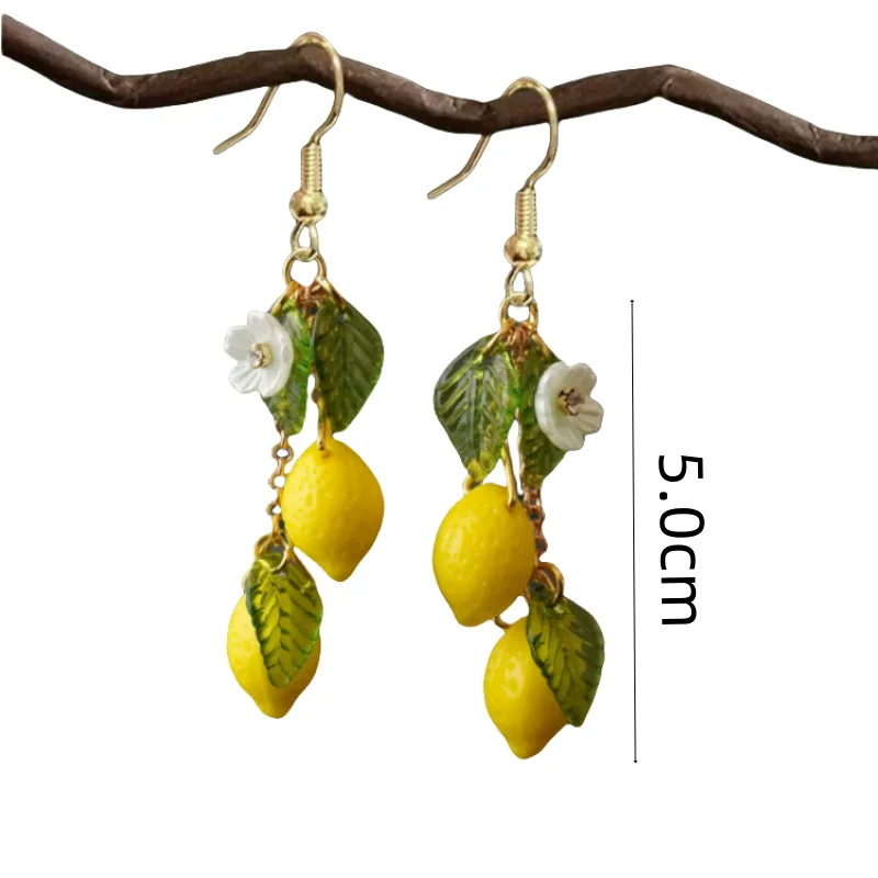 Women's Lemon Fruit Dangle Earrings
