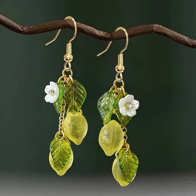 Women's Lemon Fruit Dangle Earrings Women's Lemon Fruit Dangle Earrings