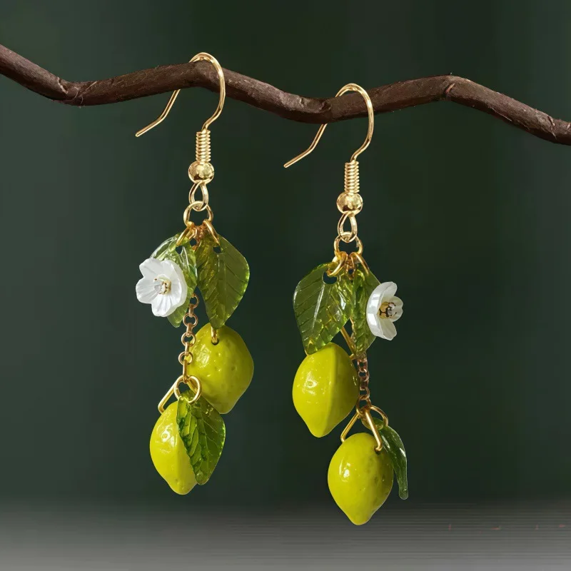 Women's Lemon Fruit Dangle Earrings