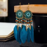 Long Feather Dangle Women's Earrings Beach Long Tassel