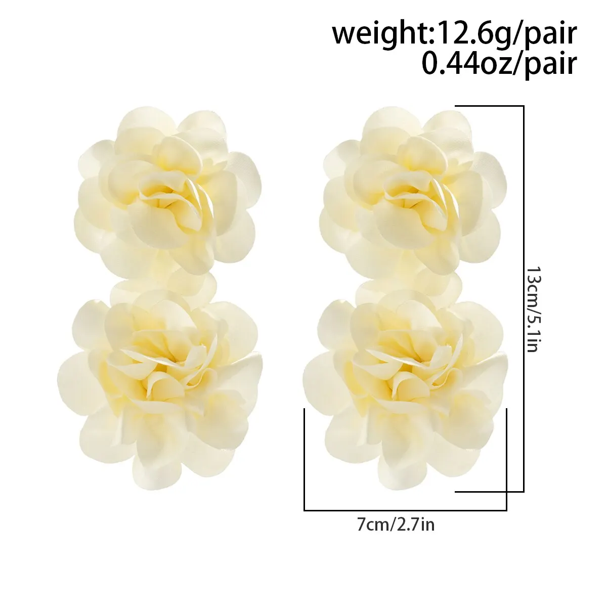 Exaggerated Big Fluffy Fabric Flower Petal Drop Earrings