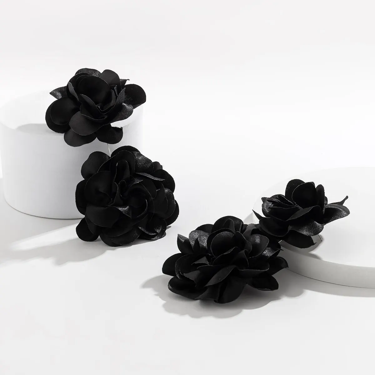 Exaggerated Big Fluffy Fabric Flower Petal Drop Earrings