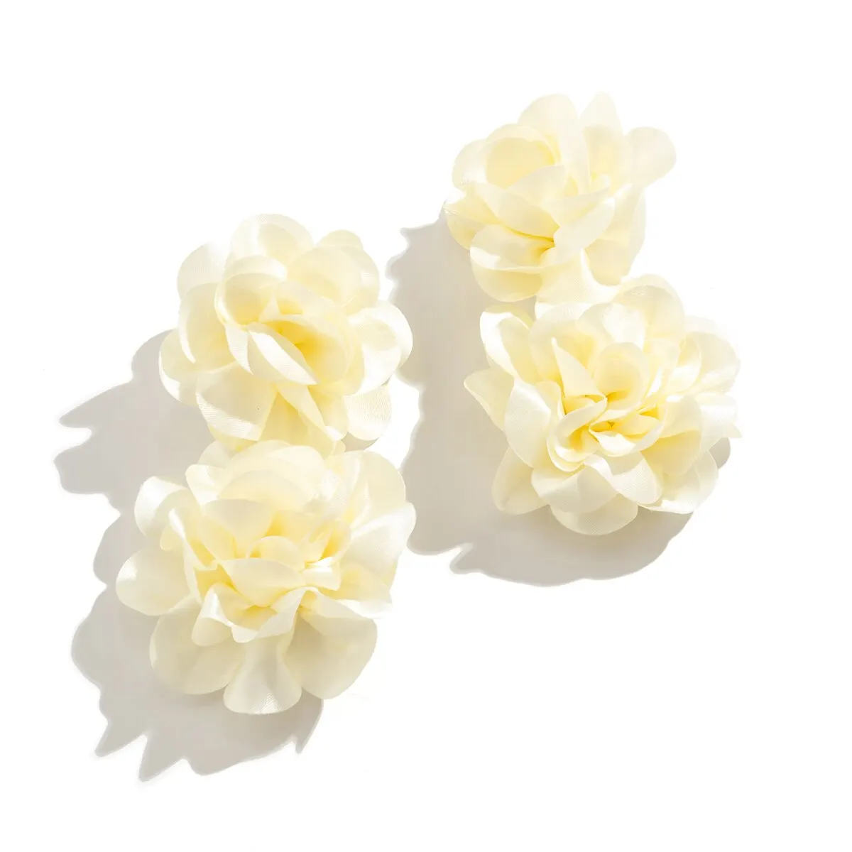 Exaggerated Big Fluffy Fabric Flower Petal Drop Earrings