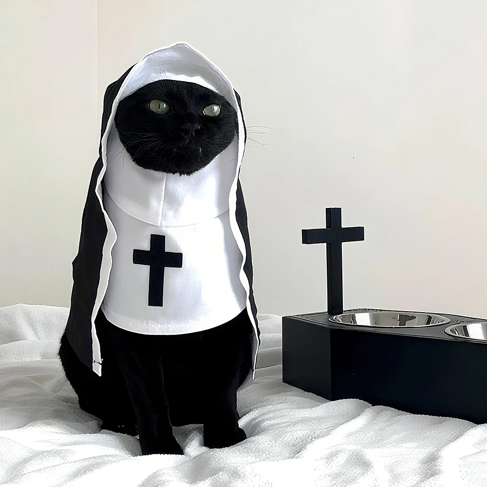 Funny Halloween Cat Cosplay Costumes Dress Up Party Kitten Jesus Nun Clothes for Small Medium Dogs Cats Puppy Pet Accessories Funny Halloween Cat Cosplay Costumes Dress Up Party Kitten Jesus Nun Clothes for Small Medium Dogs Cats Puppy Pet Accessories