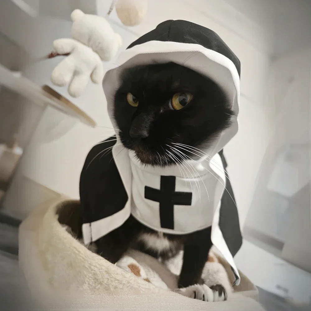 Funny Halloween Cat Cosplay Costumes Dress Up Party Kitten Jesus Nun Clothes for Small Medium Dogs Cats Puppy Pet Accessories Funny Halloween Cat Cosplay Costumes Dress Up Party Kitten Jesus Nun Clothes for Small Medium Dogs Cats Puppy Pet Accessories