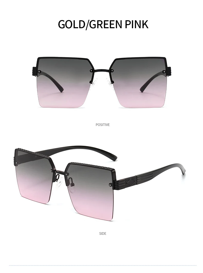 Metal Half Frame Fashion Sunglasses