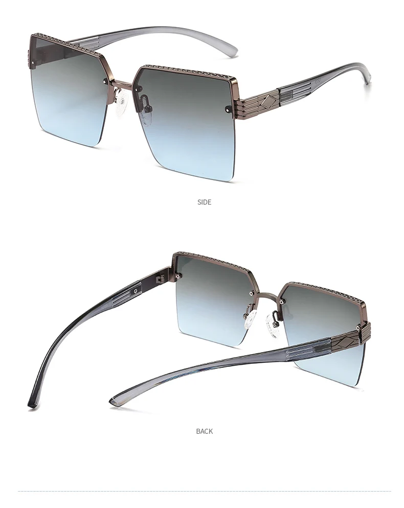 Metal Half Frame Fashion Sunglasses