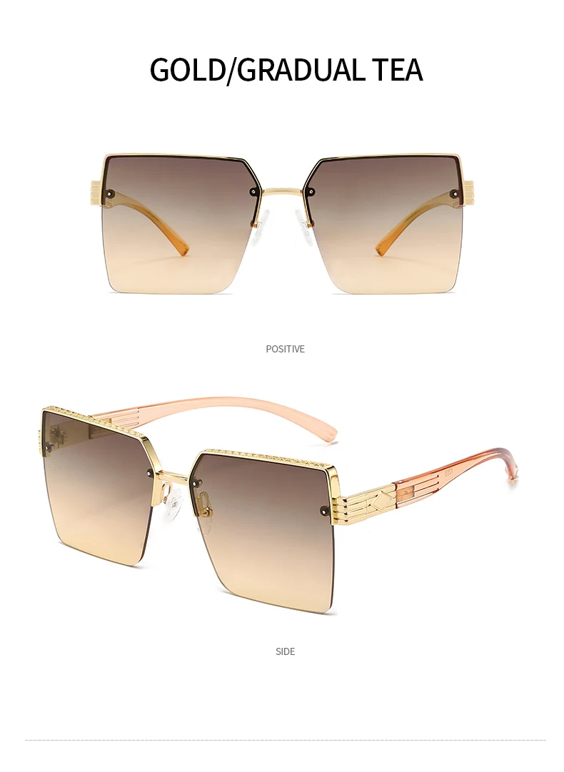 Metal Half Frame Fashion Sunglasses