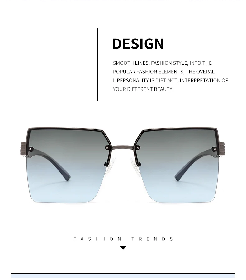 Metal Half Frame Fashion Sunglasses