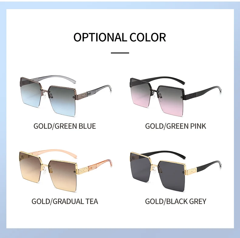 Metal Half Frame Fashion Sunglasses