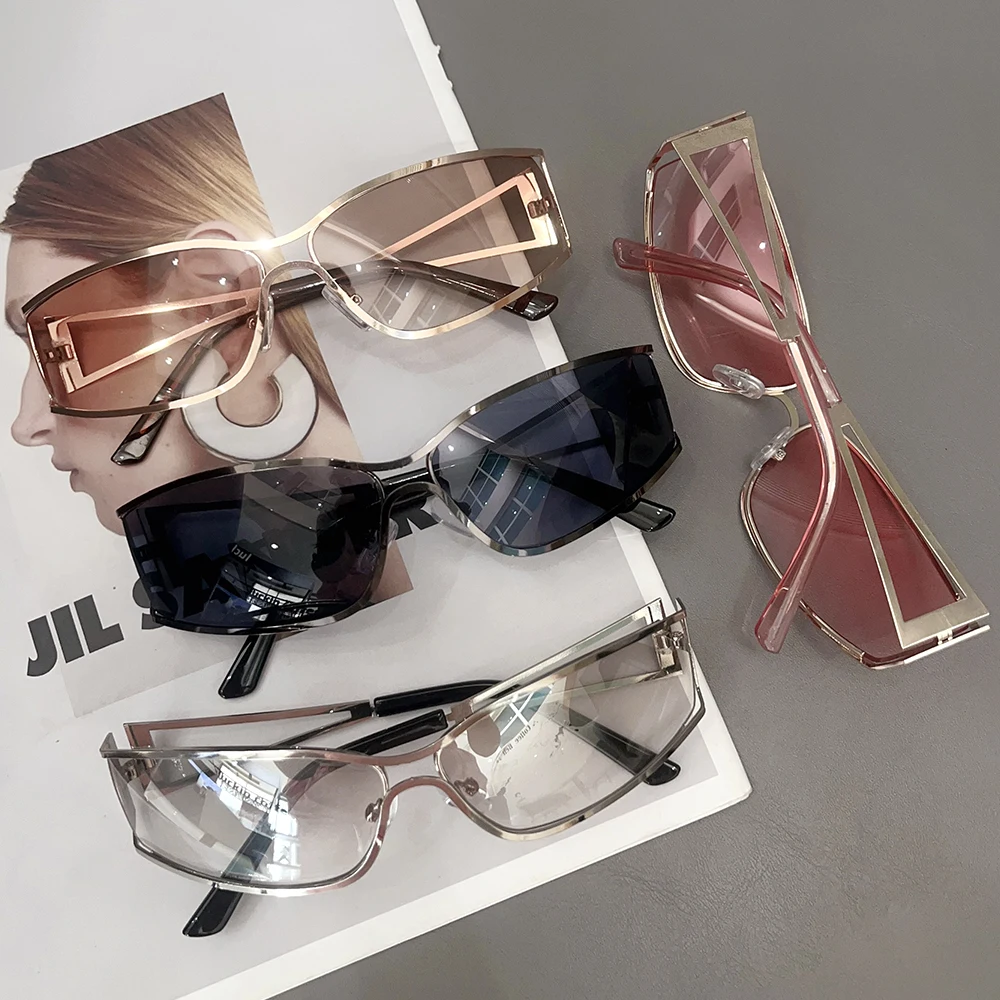 New Fashion Personalized Women's Y2K Sunglasses Retro Hollow Out Metal Eyeglass Frame Summer Tourism Sunshade Glasses 2024 New Fashion Personalized Women's Y2K Sunglasses Retro Hollow Out Metal Eyeglass Frame Summer Tourism Sunshade Glasses 2024