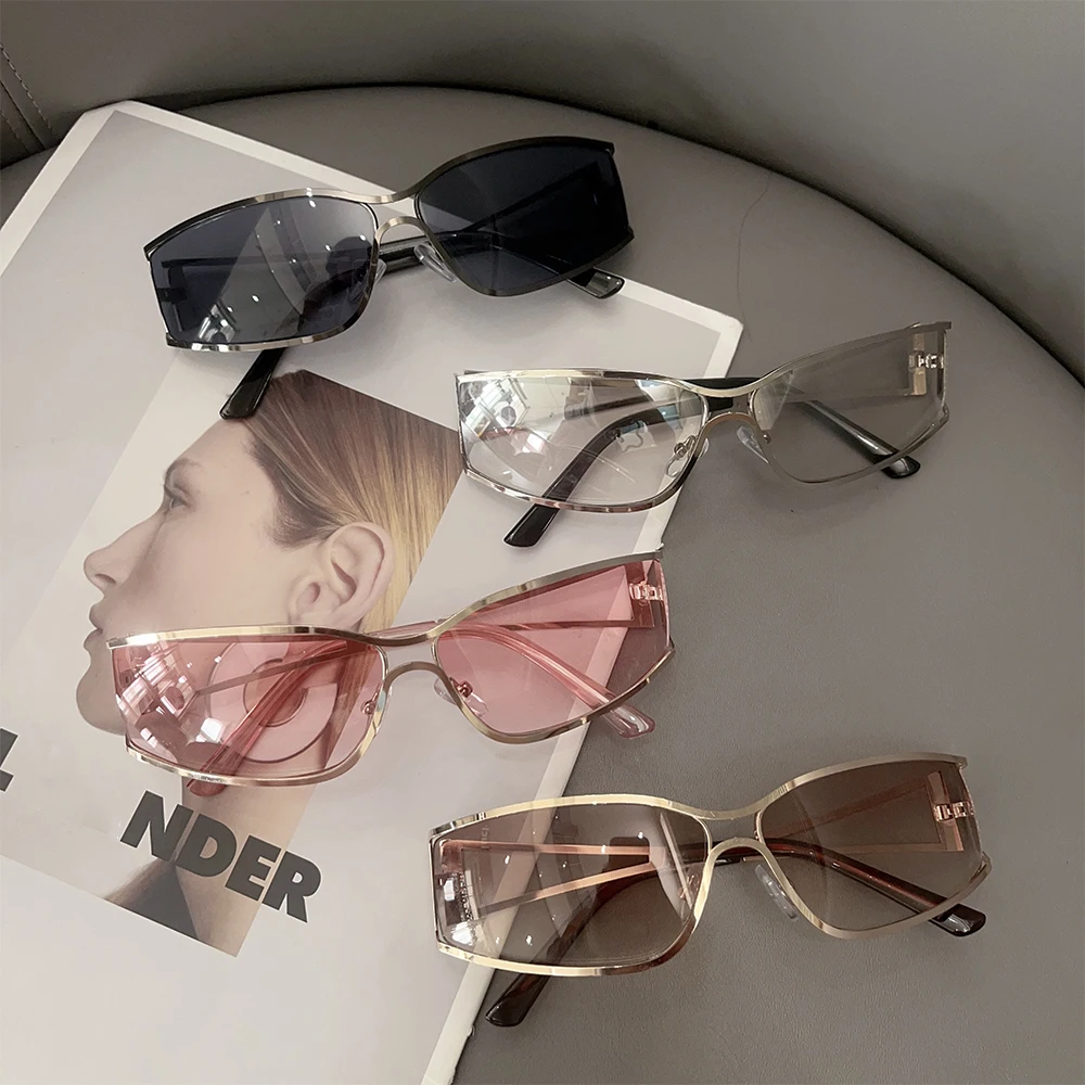 New Fashion Personalized Women's Y2K Sunglasses Retro Hollow Out Metal Eyeglass Frame Summer Tourism Sunshade Glasses 2024 New Fashion Personalized Women's Y2K Sunglasses Retro Hollow Out Metal Eyeglass Frame Summer Tourism Sunshade Glasses 2024