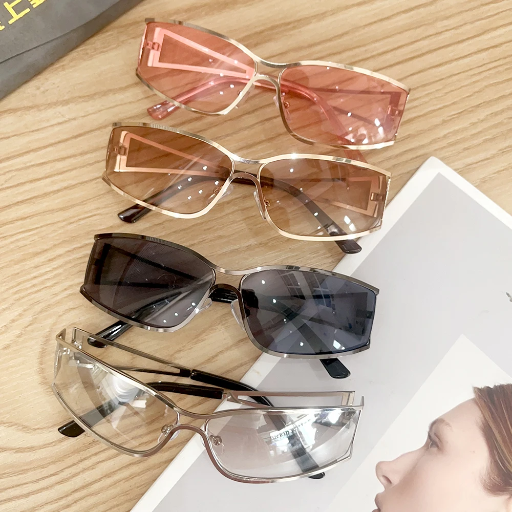 New Fashion Personalized Women's Y2K Sunglasses Retro Hollow Out Metal Eyeglass Frame Summer Tourism Sunshade Glasses 2024 New Fashion Personalized Women's Y2K Sunglasses Retro Hollow Out Metal Eyeglass Frame Summer Tourism Sunshade Glasses 2024