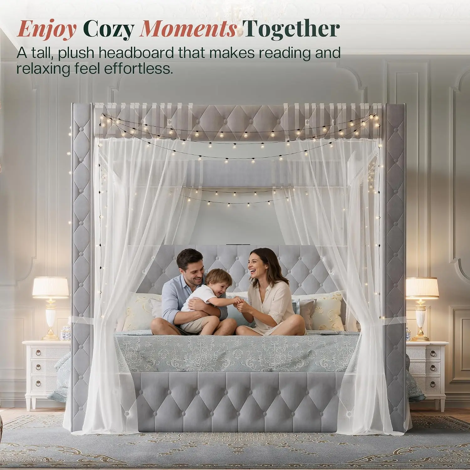 Velvet Canopy Bed Frame Queen Size with 74.8 Velvet Canopy Bed Frame Queen Size with 74.8