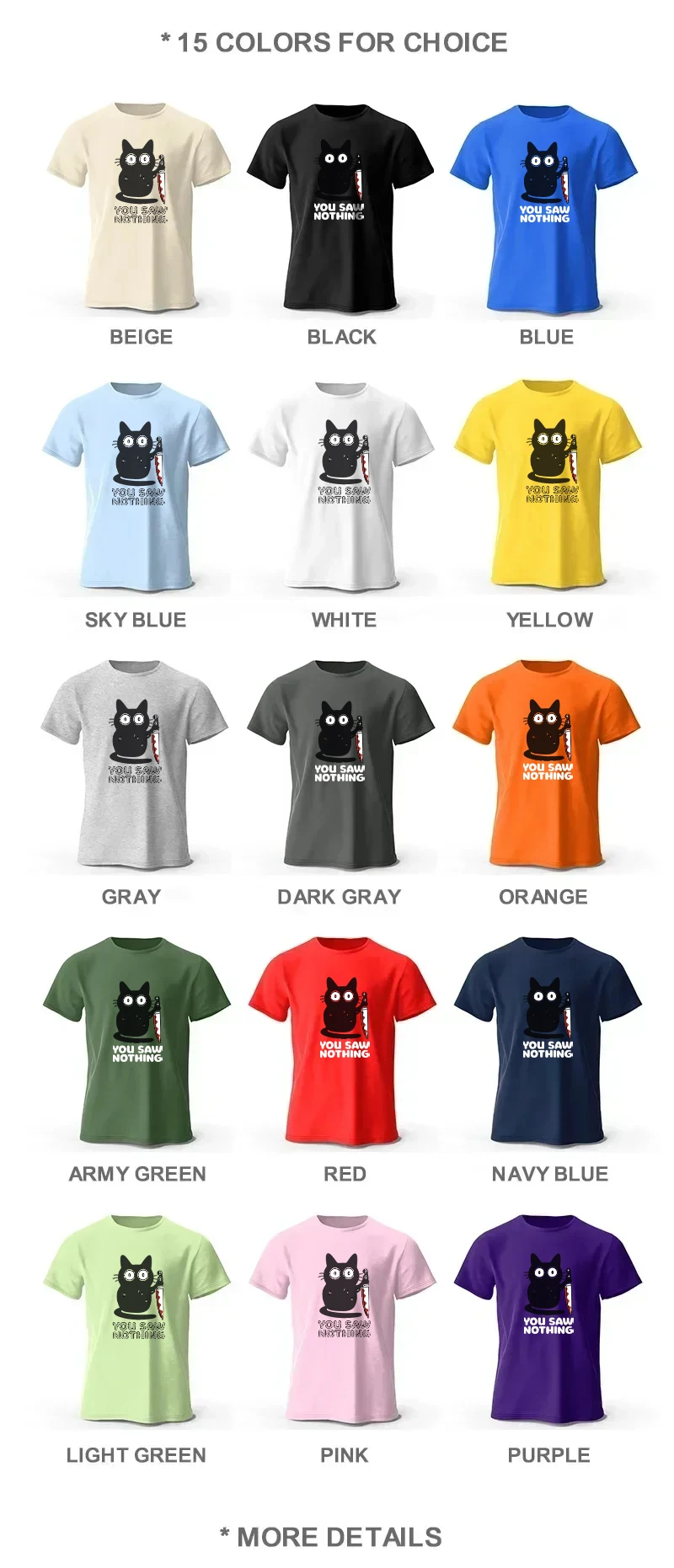 Women's Funny Cat Printed Basic Crew Neck 100% Cotton T-Shirt