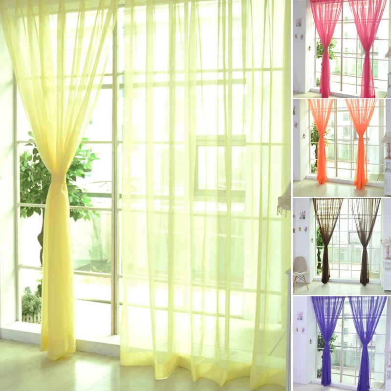 1PC Simple Voile Solid Color Sheer Tulle Curtains Window Curtains Living Room The Bedroom Window Screening Panel Cortinas 1PC Simple Voile Solid Color Sheer Tulle Curtains Window Curtains Living Room The Bedroom Window Screening Panel Cortinas