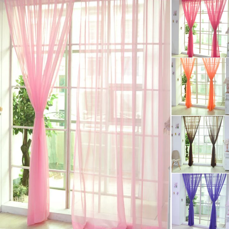 1PC Simple Voile Solid Color Sheer Tulle Curtains Window Curtains Living Room The Bedroom Window Screening Panel Cortinas 1PC Simple Voile Solid Color Sheer Tulle Curtains Window Curtains Living Room The Bedroom Window Screening Panel Cortinas