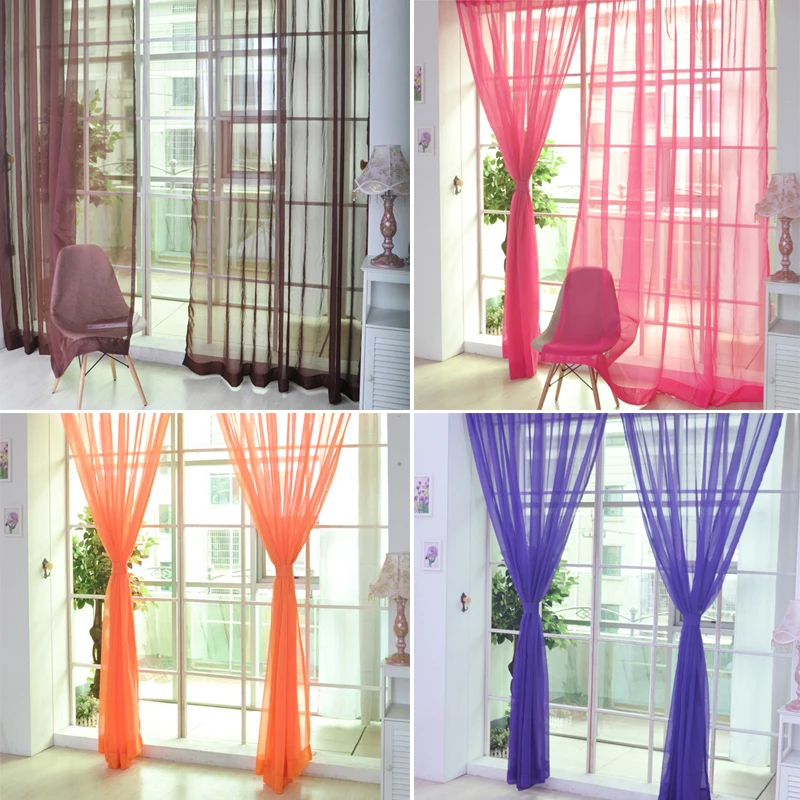 1PC Simple Voile Solid Color Sheer Tulle Curtains Window Curtains Living Room The Bedroom Window Screening Panel Cortinas 1PC Simple Voile Solid Color Sheer Tulle Curtains Window Curtains Living Room The Bedroom Window Screening Panel Cortinas