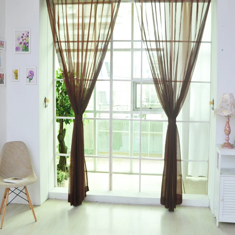 1PC Simple Voile Solid Color Sheer Tulle Curtains Window Curtains Living Room The Bedroom Window Screening Panel Cortinas 1PC Simple Voile Solid Color Sheer Tulle Curtains Window Curtains Living Room The Bedroom Window Screening Panel Cortinas