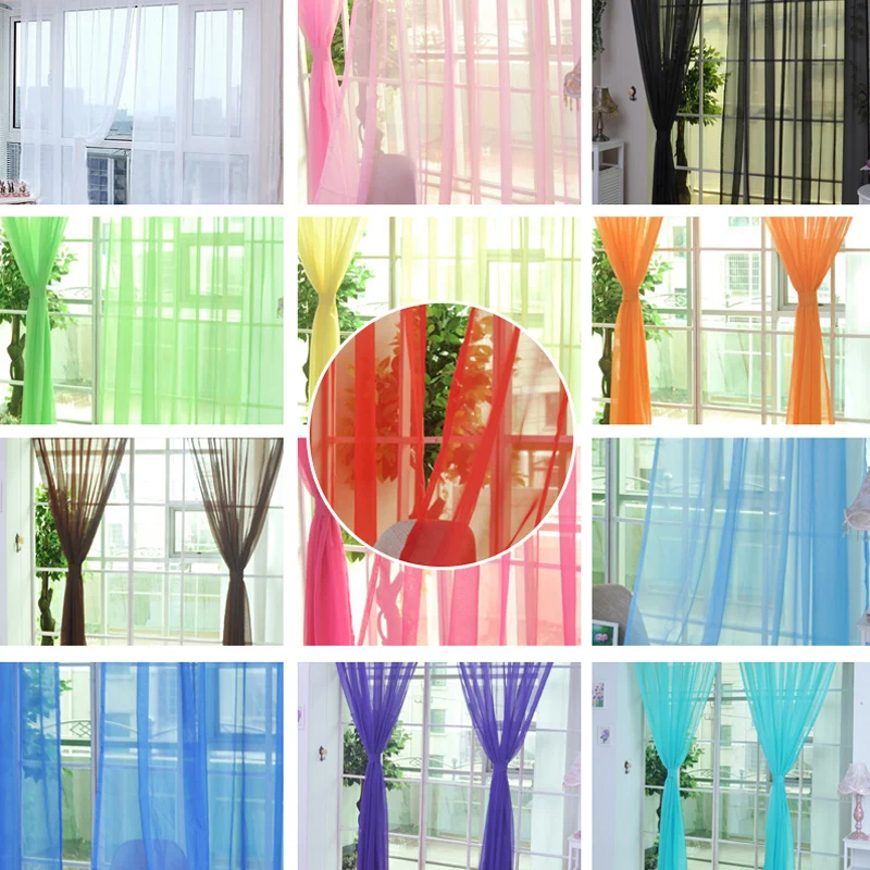 1PC Simple Voile Solid Color Sheer Tulle Curtains Window Curtains Living Room The Bedroom Window Screening Panel Cortinas 1PC Simple Voile Solid Color Sheer Tulle Curtains Window Curtains Living Room The Bedroom Window Screening Panel Cortinas