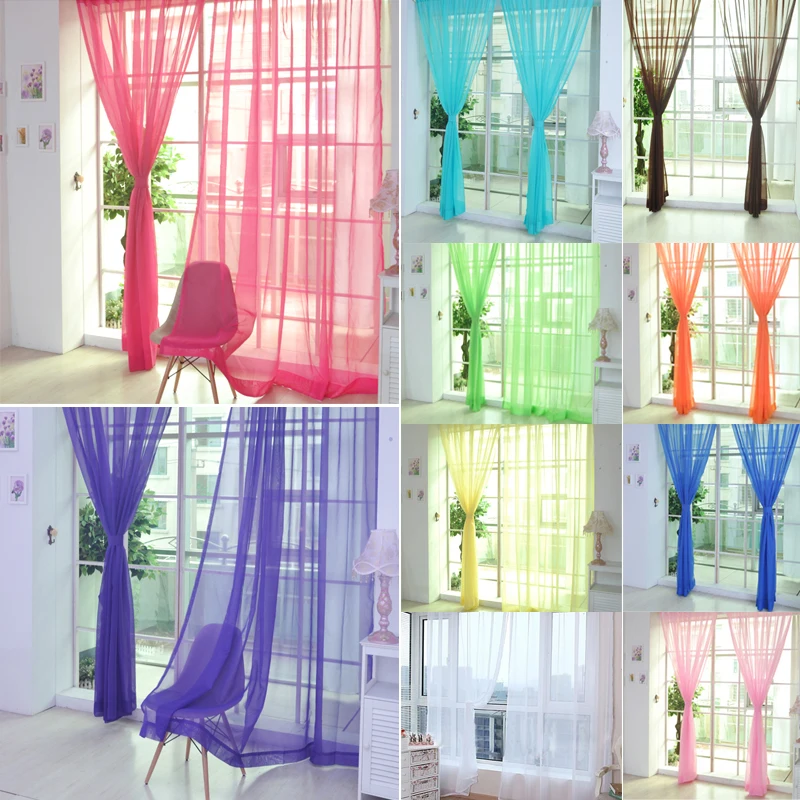1PC Simple Voile Solid Color Sheer Tulle Curtains Window Curtains Living Room The Bedroom Window Screening Panel Cortinas 1PC Simple Voile Solid Color Sheer Tulle Curtains Window Curtains Living Room The Bedroom Window Screening Panel Cortinas