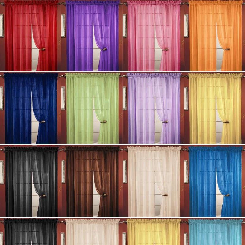 1PC Simple Voile Solid Color Sheer Tulle Curtains Window Curtains Living Room The Bedroom Window Screening Panel Cortinas 1PC Simple Voile Solid Color Sheer Tulle Curtains Window Curtains Living Room The Bedroom Window Screening Panel Cortinas
