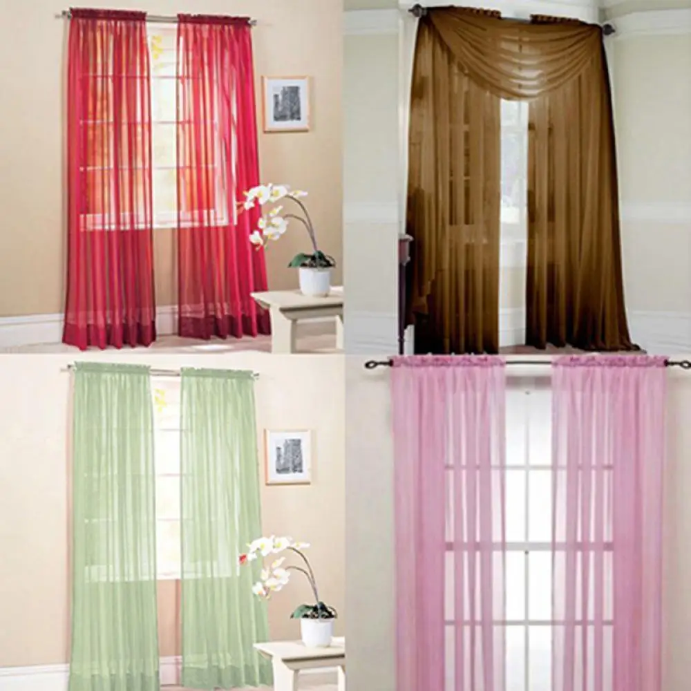 1 Pc Sheer Window Valance Curtains
