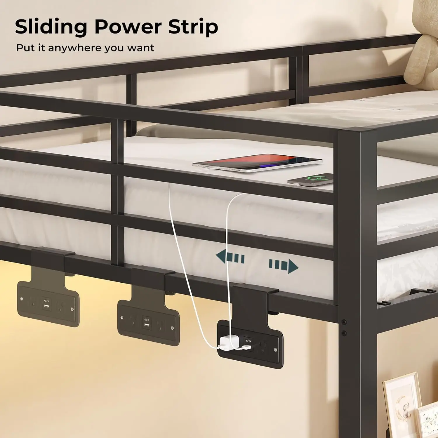 Triple Bunk Bed with Storage Staircase, RGB Lights & Charging Station Triple Bunk Bed with Storage Staircase, RGB Lights & Charging Station