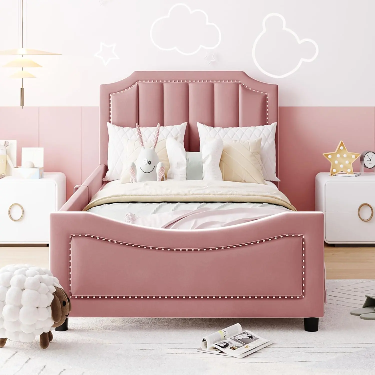 Twin Size Upholstered Bed with Belgrave Headboard Twin Size Upholstered Bed with Belgrave Headboard