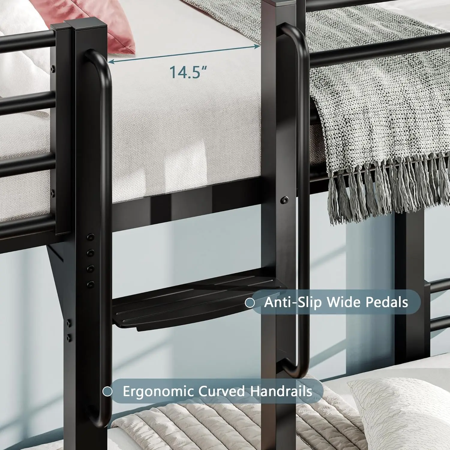 Twin Over Twin Heavy-Duty Metal Bunk Bed