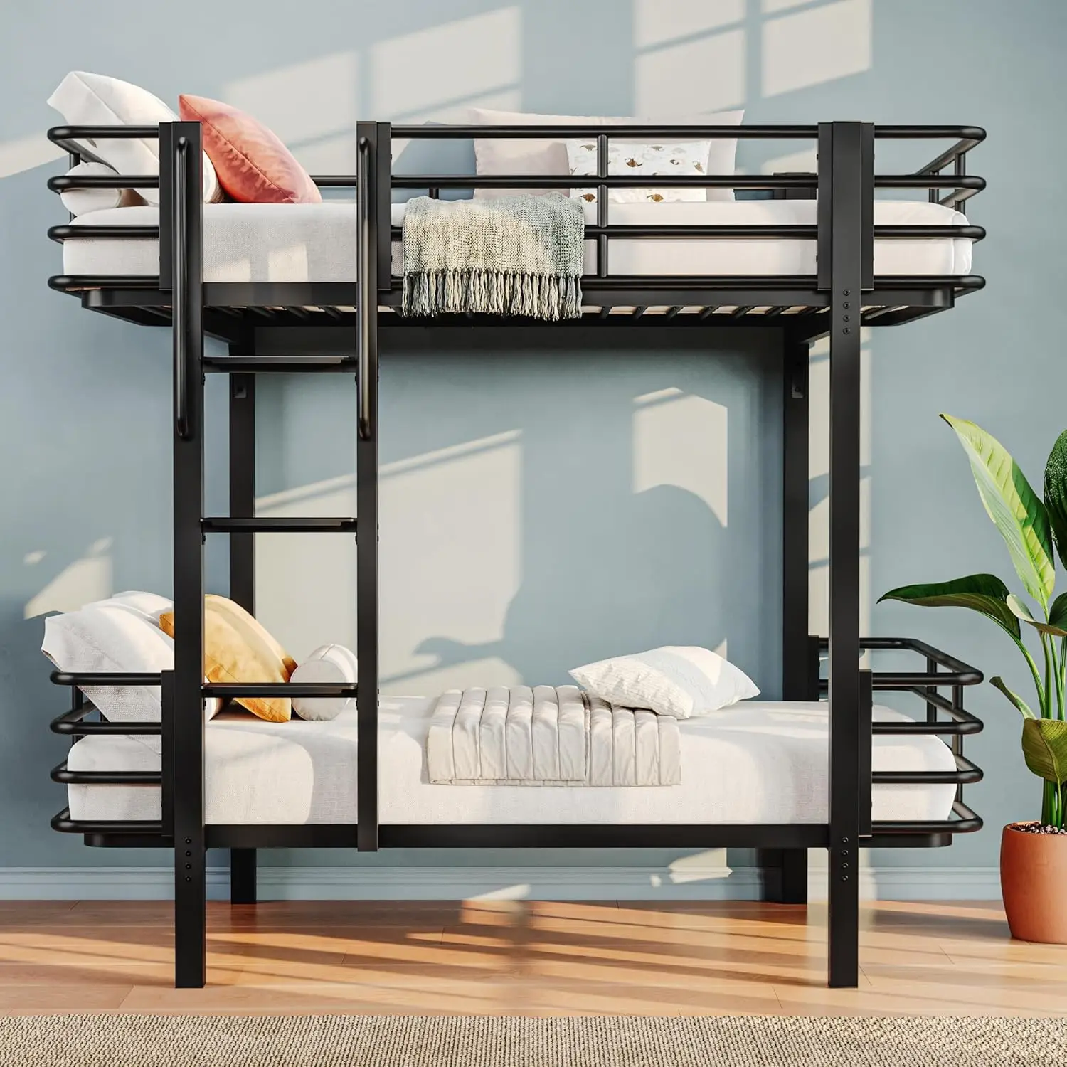 Twin Over Twin Heavy-Duty Metal Bunk Bed